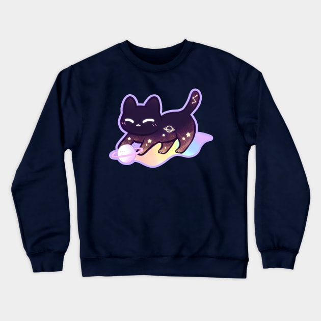 Galaxy cat rainbow kawaii Crewneck Sweatshirt by mushopea